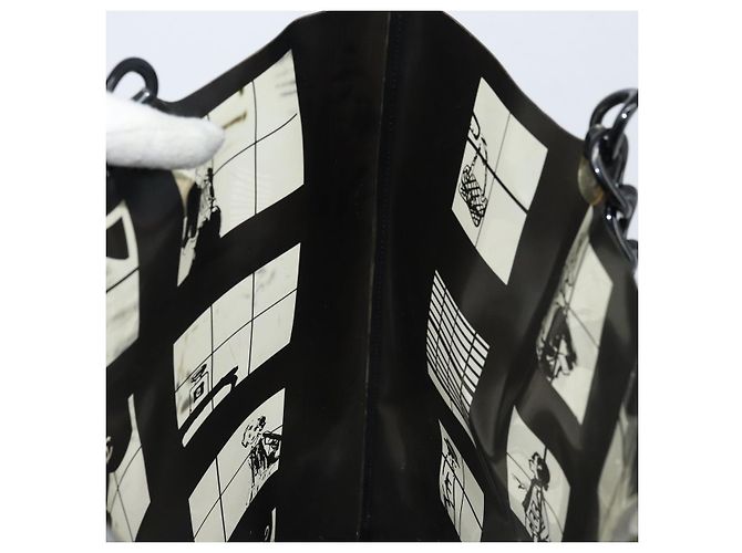 Borsa Tote a Catena CHANEL in Vinile Nero CC Auth ARZ371 - vista 21