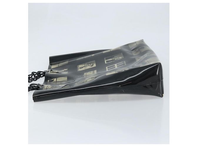 Borsa Tote a Catena CHANEL in Vinile Nero CC Auth ARZ371 - vista 4