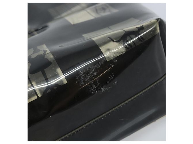 Borsa Tote a Catena CHANEL in Vinile Nero CC Auth ARZ371 - vista 8