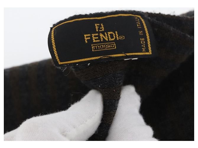 FENDI Sciarpa Zucca Lana Marrone Auth am10811 - vista 14