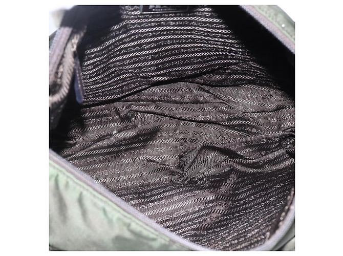 PRADA Schultertasche Nylon Khaki Silber Authentisch mr2000 - Ansicht 11
