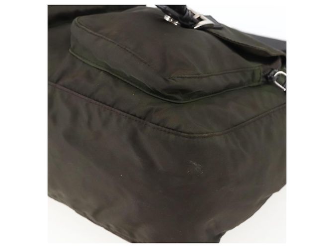 PRADA Schultertasche Nylon Khaki Silber Authentisch mr2000 - Ansicht 14