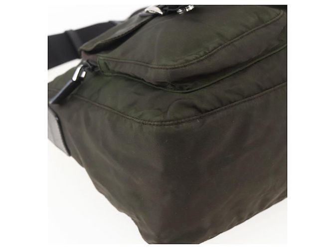 PRADA Schultertasche Nylon Khaki Silber Authentisch mr2000 - Ansicht 15