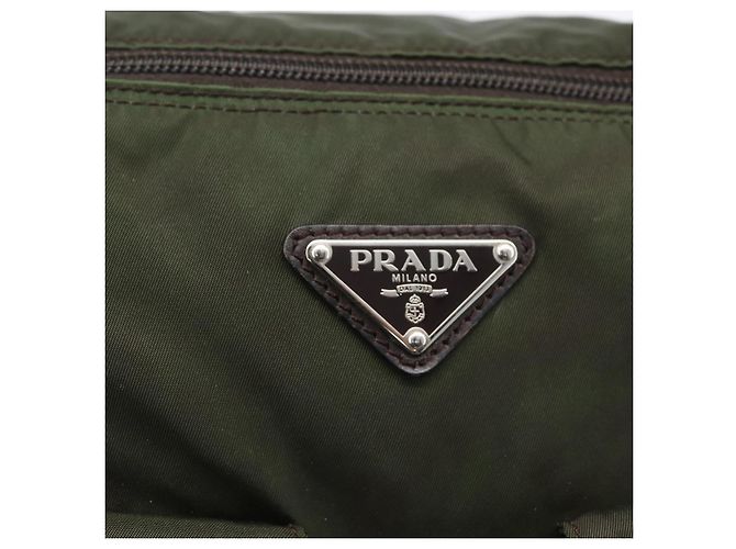 PRADA Schultertasche Nylon Khaki Silber Authentisch mr2000 - Ansicht 18