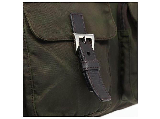 PRADA Schultertasche Nylon Khaki Silber Authentisch mr2000 - Ansicht 19