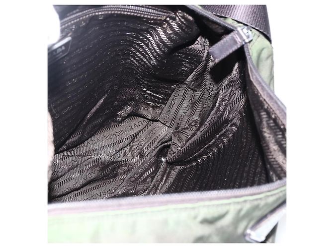 PRADA Schultertasche Nylon Khaki Silber Authentisch mr2000 - Ansicht 21