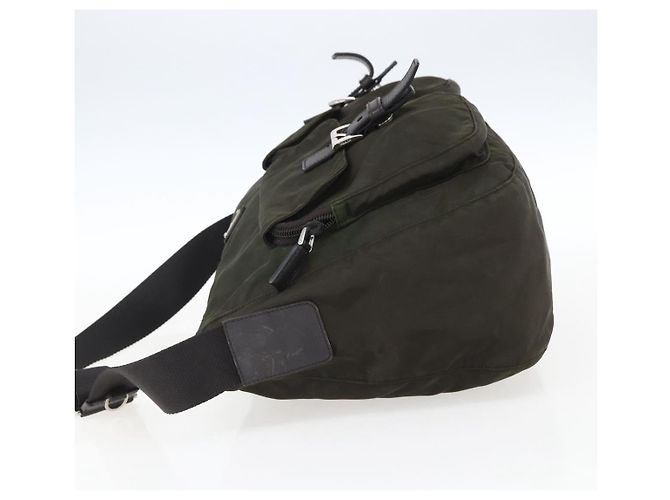 PRADA Schultertasche Nylon Khaki Silber Authentisch mr2000 - Ansicht 3