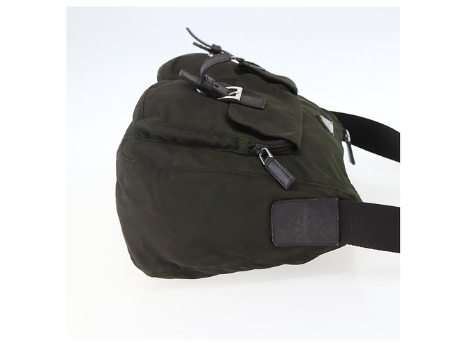 PRADA Schultertasche Nylon Khaki Silber Authentisch mr2000 - Ansicht 4