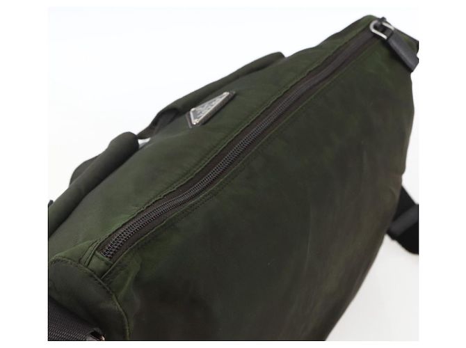 PRADA Schultertasche Nylon Khaki Silber Authentisch mr2000 - Ansicht 6