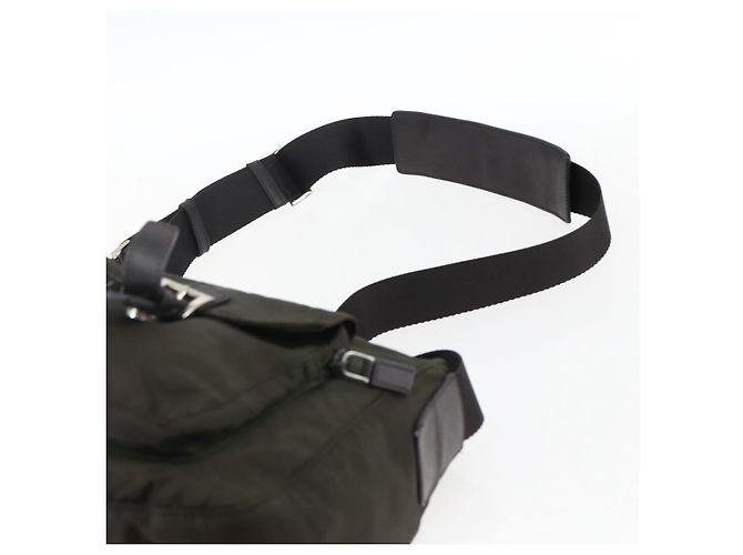 PRADA Schultertasche Nylon Khaki Silber Authentisch mr2000 - Ansicht 8