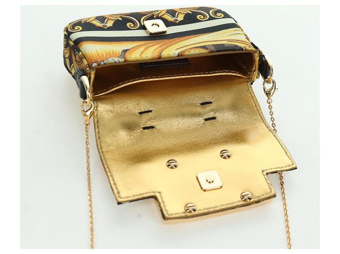 FENDI - VERSACE FENDACE Mamma Baguette Pouch Nylon Nero Oro Auth 166998SM - vista 22