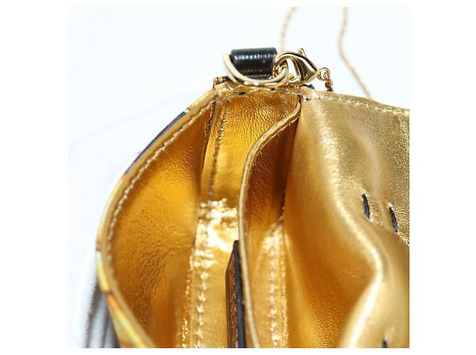 FENDI - VERSACE FENDACE Mamma Baguette Pouch Nylon Nero Oro Auth 166998SM - vista 24