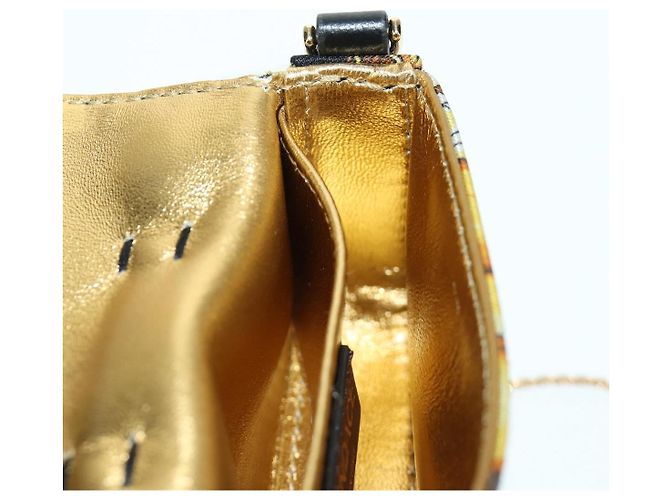 FENDI - VERSACE FENDACE Mamma Baguette Pouch Nylon Nero Oro Auth 166998SM - vista 25