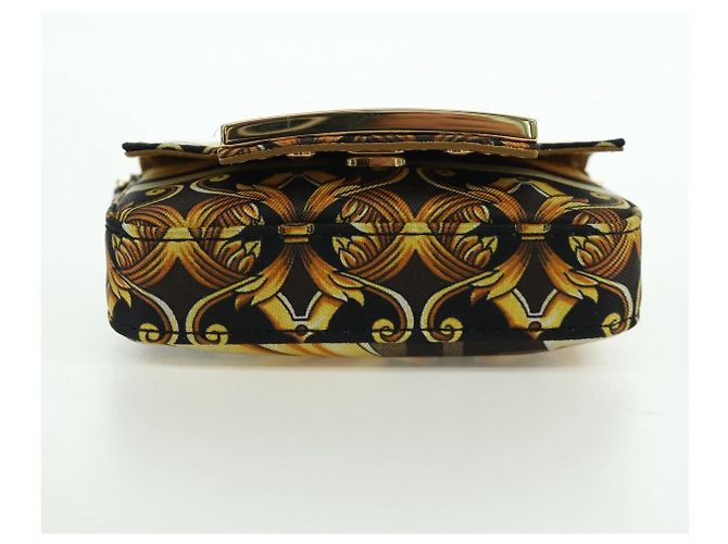 FENDI - VERSACE FENDACE Mamma Baguette Pouch Nylon Nero Oro Auth 166998SM - vista 5