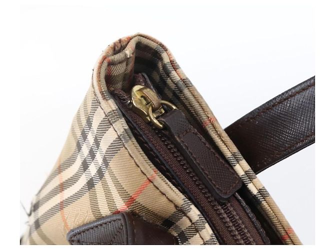 Sac à main en toile beige à motif Nova Check de BURBERRY, doré, authentique, référence bs33688 - vue 10