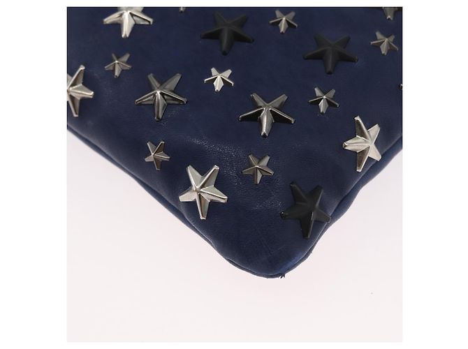 Jimmy Choo Studs Clutch Tasche aus Leder Marine Silber Auth BA11032 Marineblau - Ansicht 14