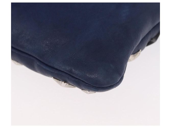 Jimmy Choo Studs Clutch Tasche aus Leder Marine Silber Auth BA11032 Marineblau - Ansicht 16