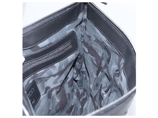 Jimmy Choo Studs Clutch Tasche aus Leder Marine Silber Auth BA11032 Marineblau - Ansicht 17