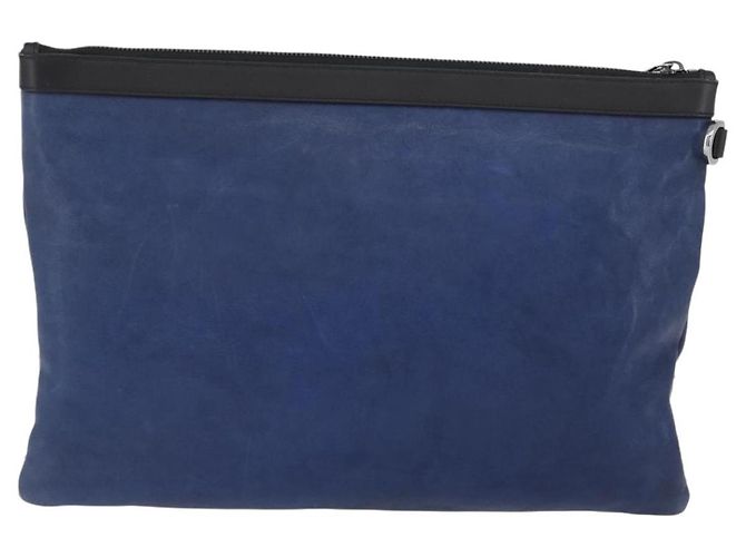 Jimmy Choo Studs Clutch Tasche aus Leder Marine Silber Auth BA11032 Marineblau - Ansicht 2