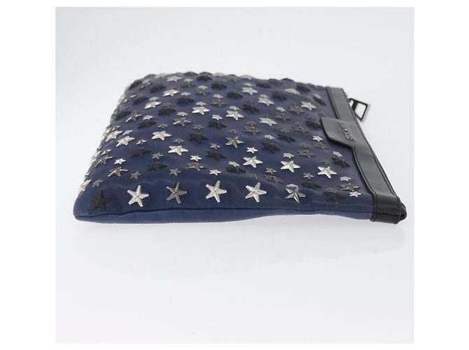Jimmy Choo Studs Clutch Tasche aus Leder Marine Silber Auth BA11032 Marineblau - Ansicht 3