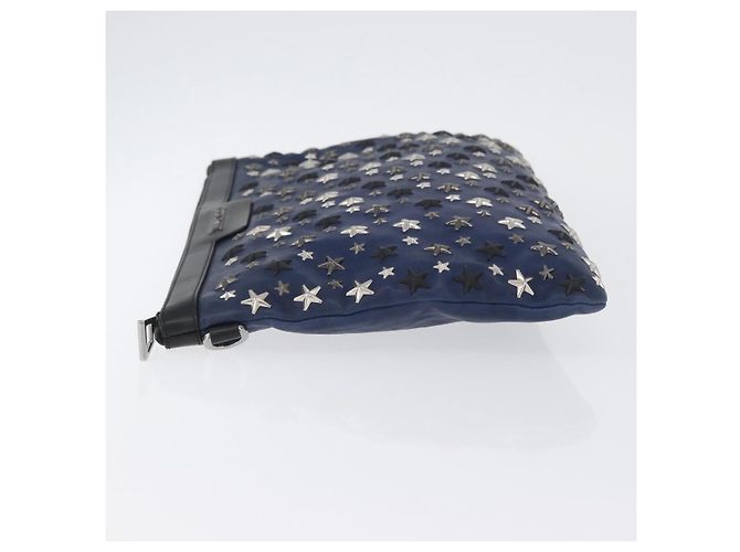 Jimmy Choo Studs Clutch Tasche aus Leder Marine Silber Auth BA11032 Marineblau - Ansicht 4