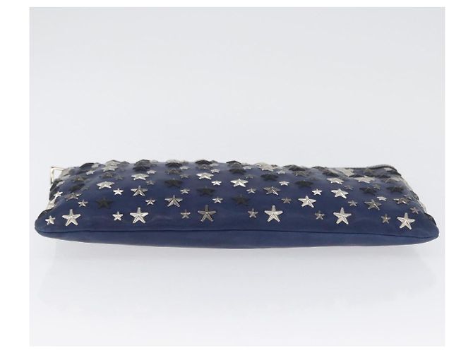 Jimmy Choo Studs Clutch Tasche aus Leder Marine Silber Auth BA11032 Marineblau - Ansicht 6
