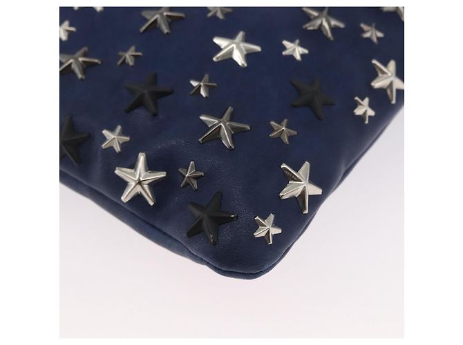 Jimmy Choo Studs Clutch Tasche aus Leder Marine Silber Auth BA11032 Marineblau - Ansicht 7