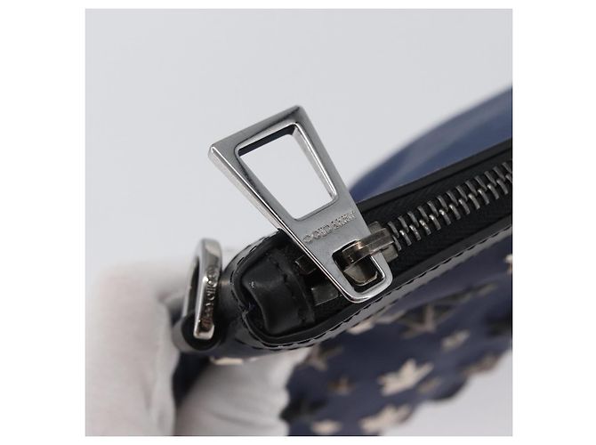 Jimmy Choo Studs Clutch Tasche aus Leder Marine Silber Auth BA11032 Marineblau - Ansicht 8