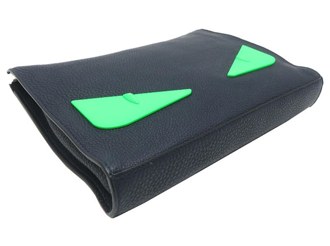 Borsa Clutch Fendi Bugs Blu navy - vista 3