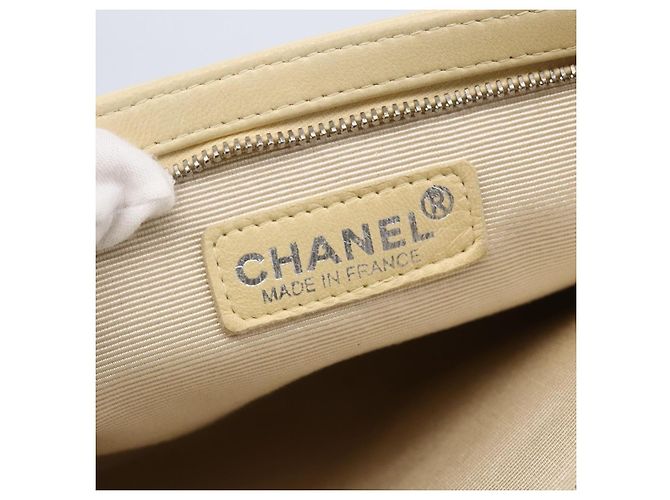 Clutch de cuero vintage con logo CC de Chanel beige - vista 14
