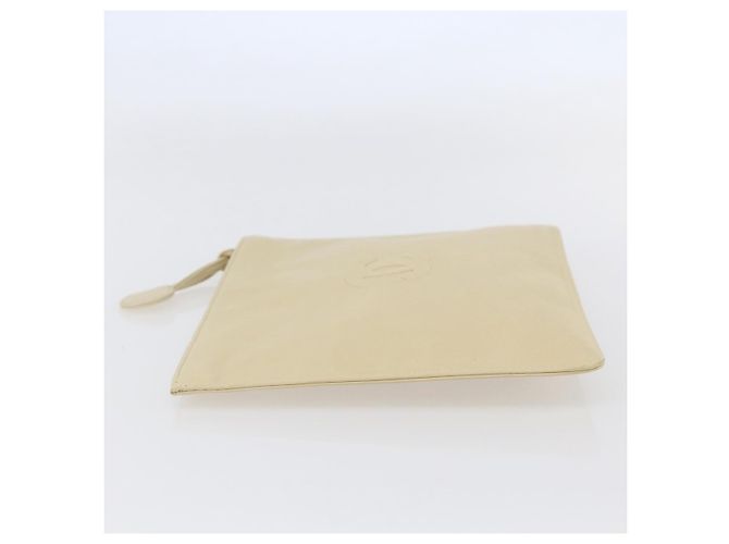 Clutch de cuero vintage con logo CC de Chanel beige - vista 15