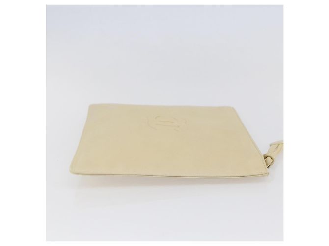Clutch de cuero vintage con logo CC de Chanel beige - vista 16