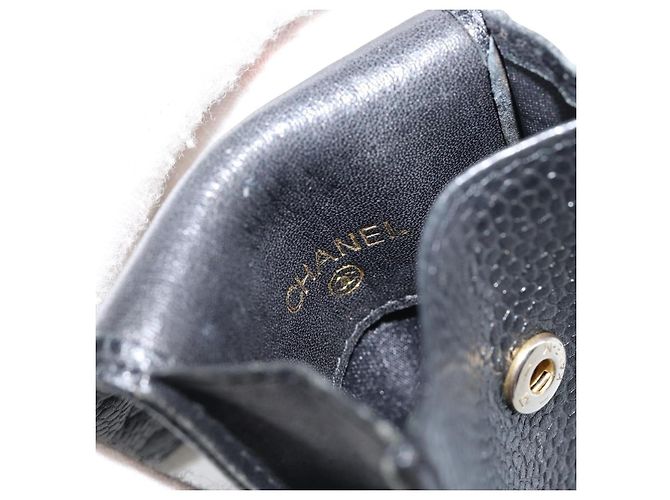 Chanel schwarzer Kaviar-Leder CC-Logo-Kartenhalter mit Kette - Ansicht 10