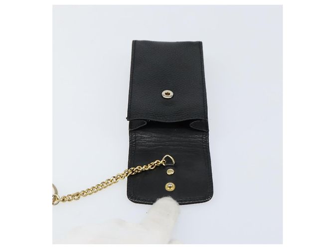 Chanel schwarzer Kaviar-Leder CC-Logo-Kartenhalter mit Kette - Ansicht 4