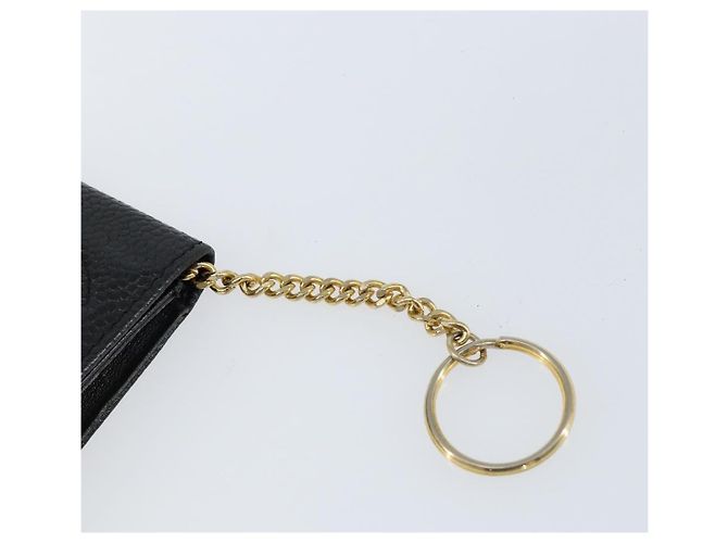 Chanel schwarzer Kaviar-Leder CC-Logo-Kartenhalter mit Kette - Ansicht 9