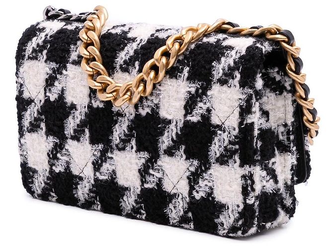 Borsa a tracolla in tweed di Chanel con portamonete Nero Bianco - vista 10