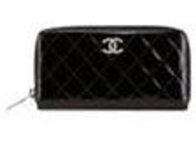 Chanel gesteppte Geldbörse aus lackiertem Leder mit Reißverschluss Schwarz - Ansicht 11