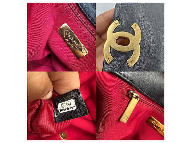 Chanel 19 Maxi Flap Borsa a spalla nera in pelle di agnello Nero - vista 18