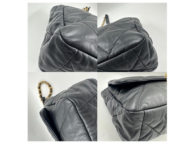 Chanel 19 Maxi Flap Borsa a spalla nera in pelle di agnello Nero - vista 19