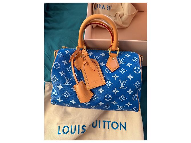 Louis Vuitton Speedy P9 Bandoulière 25 Monogram Blu Pelle - vista 2