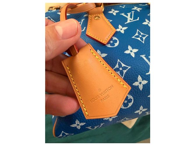 Louis Vuitton Speedy P9 Bandoulière 25 Monogram Blu Pelle - vista 6