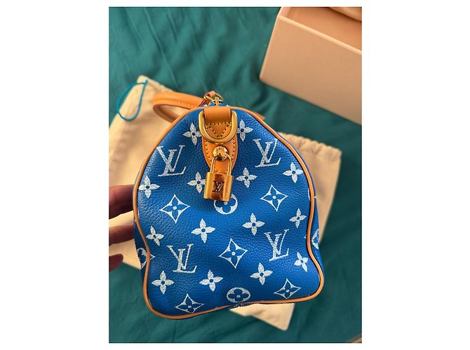 Louis Vuitton Speedy P9 Bandoulière 25 Monogram Blu Pelle - vista 8
