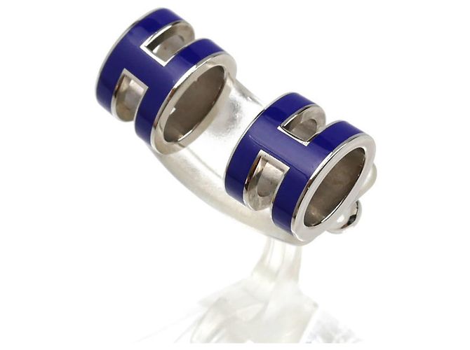 Hermès HERMES Mini Pop H Metall Ohrringe Blau - Ansicht 2