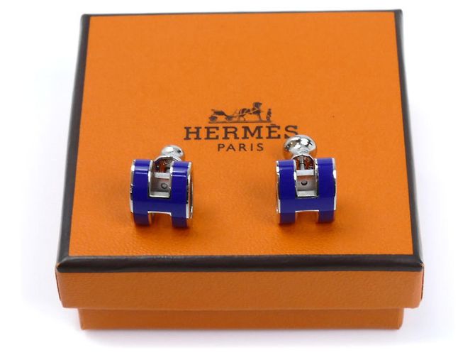 Hermès HERMES Mini Pop H Metall Ohrringe Blau - Ansicht 5