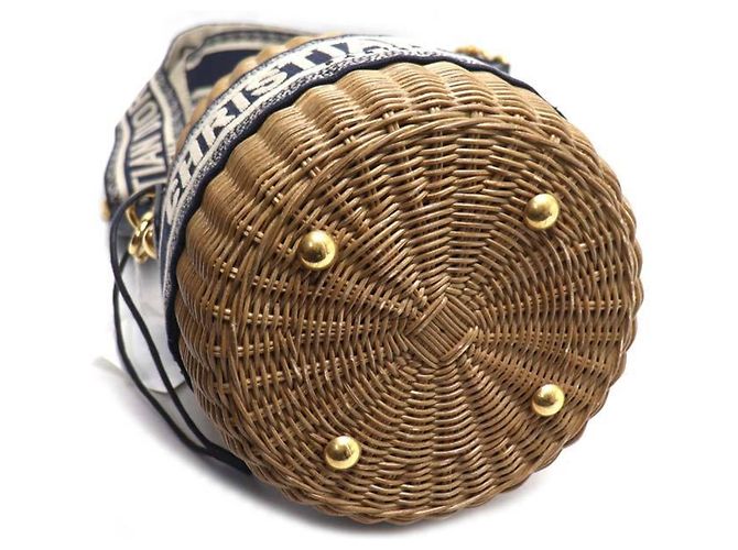 Dior Oblique Wicker Raffia Schultertasche von Christian Dior - Ansicht 3