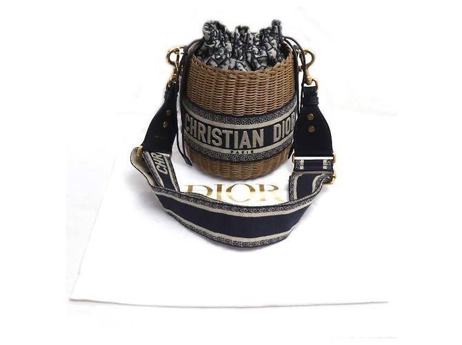 Dior Oblique Wicker Raffia Schultertasche von Christian Dior - Ansicht 8