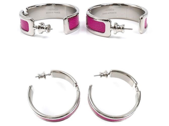 Hermès GP Leder Olympe Ohrringe Pink - Ansicht 3