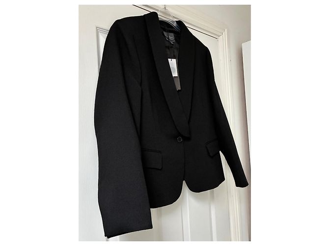 Blazer Zara Stefano Pilati de lana estilo Tuxedo negro - vista 4