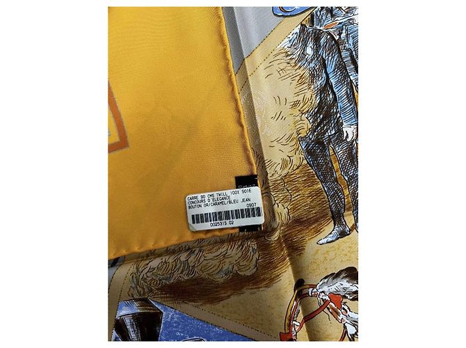 Foulard in seta Hermès 'Concours d'Elegance' Marrone Bianco Rosso Blu Grigio Giallo Gold hardware - vista 5