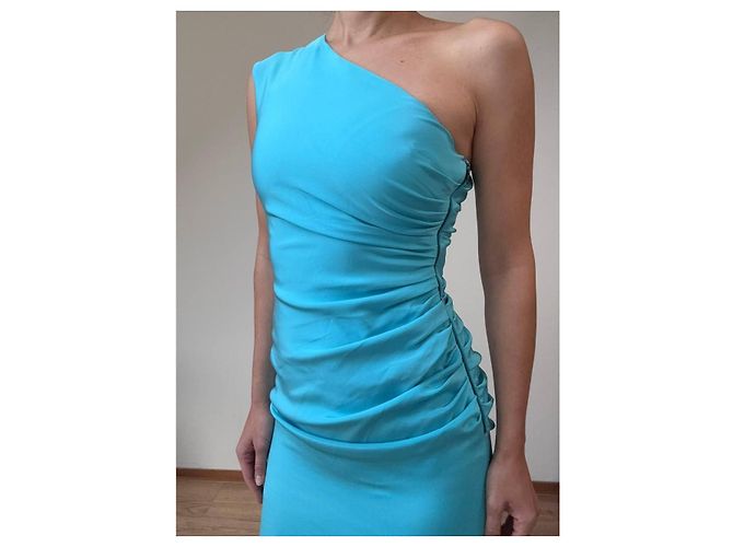 Prabal Gurung Kleid aus blauer Seide - Ansicht 2